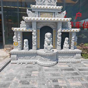 泉州芝麻白中国黑石材套墓 花岗岩墓碑